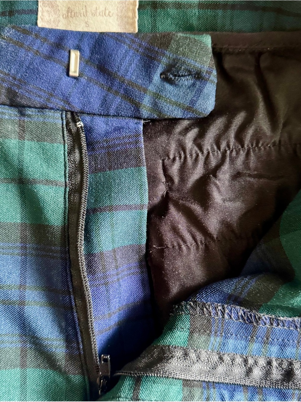 Altar’d State Blue and Green Plaid High Rise Flare Stretch Pants Size Small - Picture 5 of 6